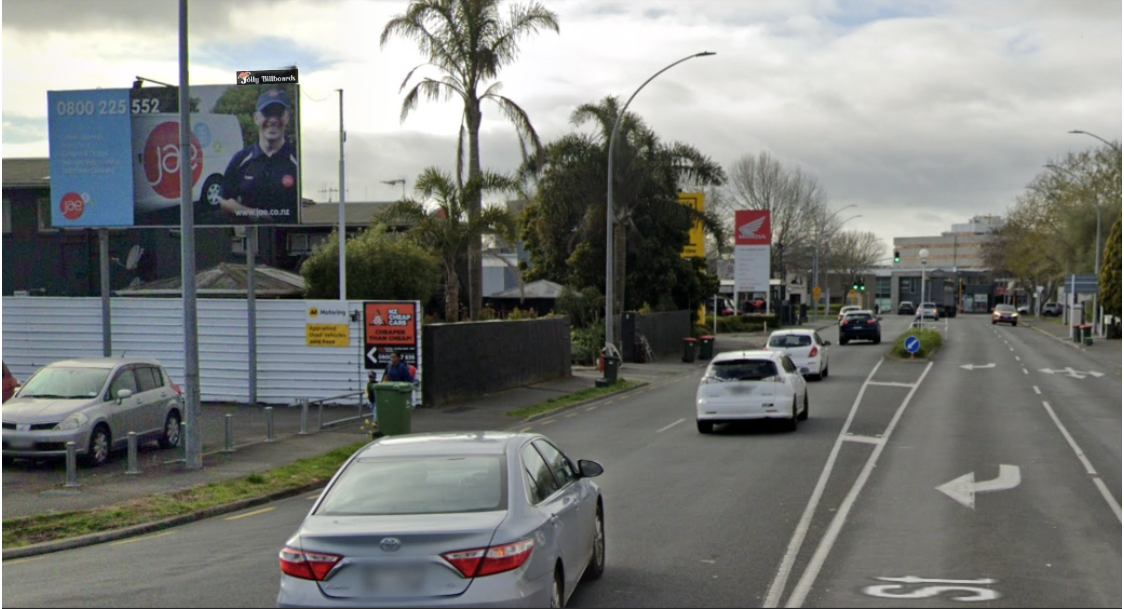 Jolly Billboards HM-64 CNR Willoughby & Mill Street Whitiora Hamilton