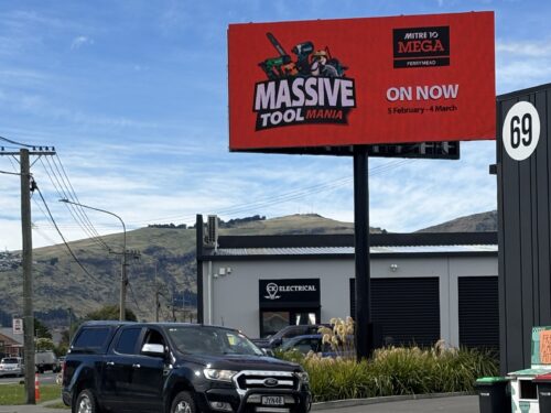 Enroute mitre 10 digital media billboard going for media that is vast
